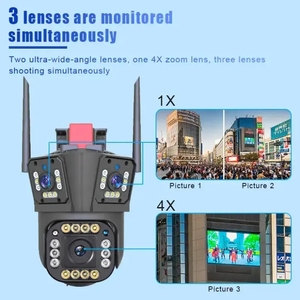 Cámara de red WiFi IPC360 4MP HD para exteriores con sistema PTZ de 3 lentes y sensor CMOS de monitoreo de video en tiempo real - Product Image 3