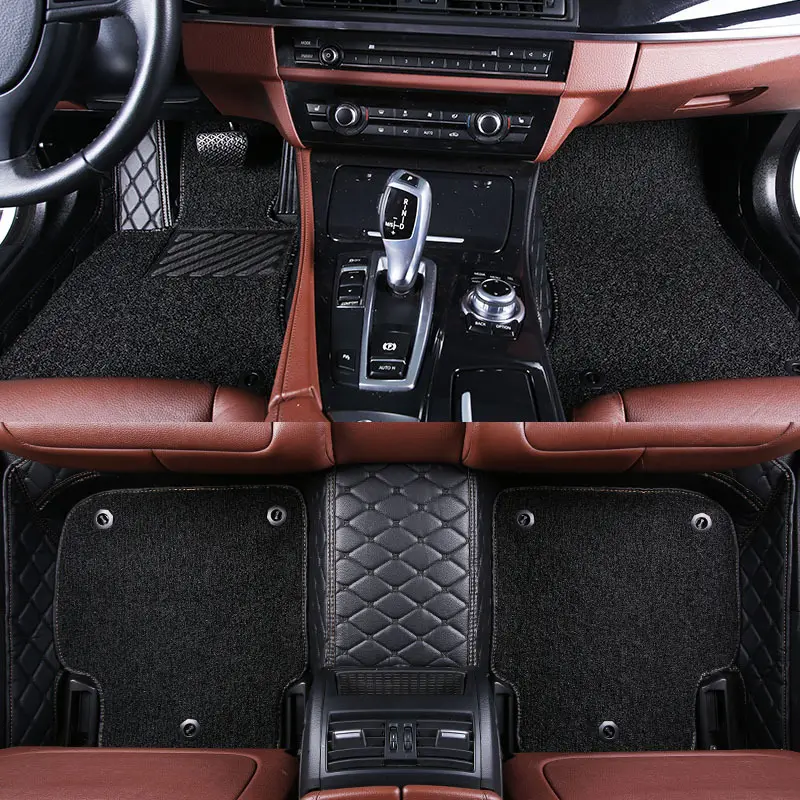 Car Floor Mats with Silk Loop Car Mats Waterproof and Non-slip Wear-resistant Leather Universal Car Accessories Customizable 24h