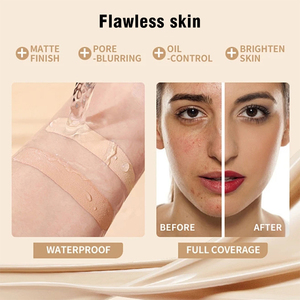 Lâu Dài Chất Lượng Cao Make Up Kem Nhãn Hiệu Riêng Bảo Hiểm Đầy Đủ Không Thấm Nước Và Matte Trang Điểm Nền Tảng Chất Lỏng - Product Image 6