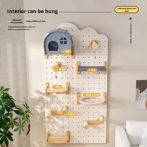 Pastoral Umwelt freundliche 5-stufige <span class=keywords><strong>Cat</strong></span> Wall Jumping Platform Kletter rahmen Wand-Sprungbrett Massivholz Peg board <span class=keywords><strong>Tree</strong></span> - Product Image 4