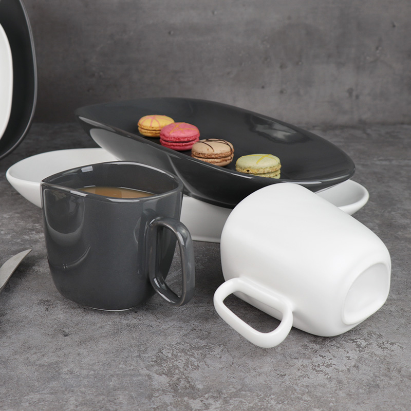 Grey wholesale porcelain ears custom mug cup