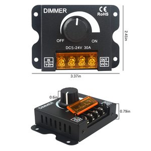 DC 5V-24V 30A PWM диммер с ручкой для регулировки яркости, металлический корпус светодиодный свет с диммером (один цвет) - Product Image 3