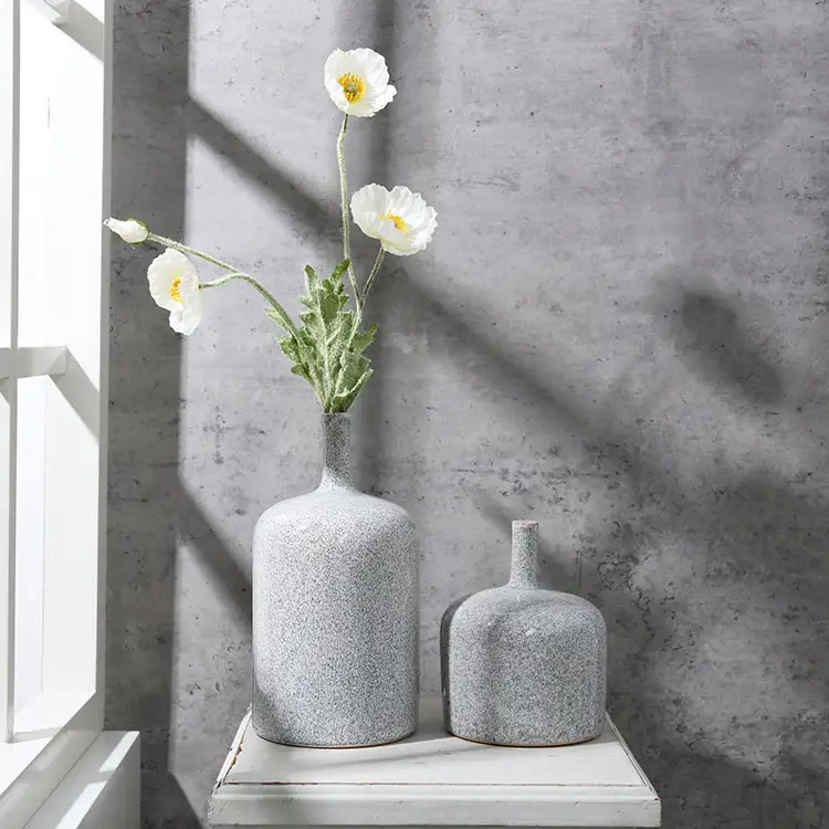EAGLEGIFTS Vase en céramique à col long et étroit avec design en marbre Vase de décoration créatif en porcelaine pour la maison