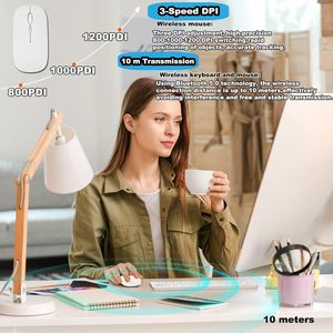 Bluetooth Tastatur und Maus Combo ultra Slim aufladbar tragbar drahtlos Tastatur Maus Set für Android Windows Tablet - Product Image 3