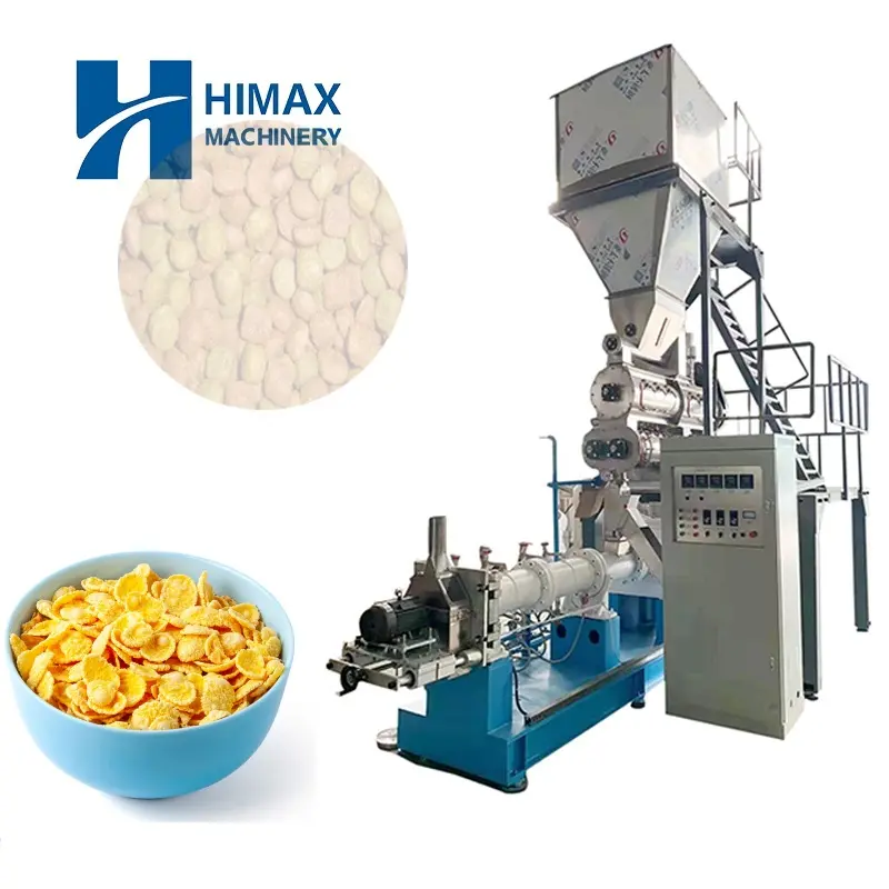 Fiocchi di mais croccanti cereali per la colazione che fanno macchine linea di lavorazione fiocchi di mais soffio snack essiccatore per alimenti macchina per estrusione