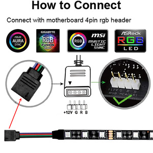 Computer gehäuse LED-Licht leisten für M/B mit 12V 4-poligem RGB-Header-kompatiblem PC RGB-Streifen-5050 Magnetischer PC-LED-Streifen - Product Image 4