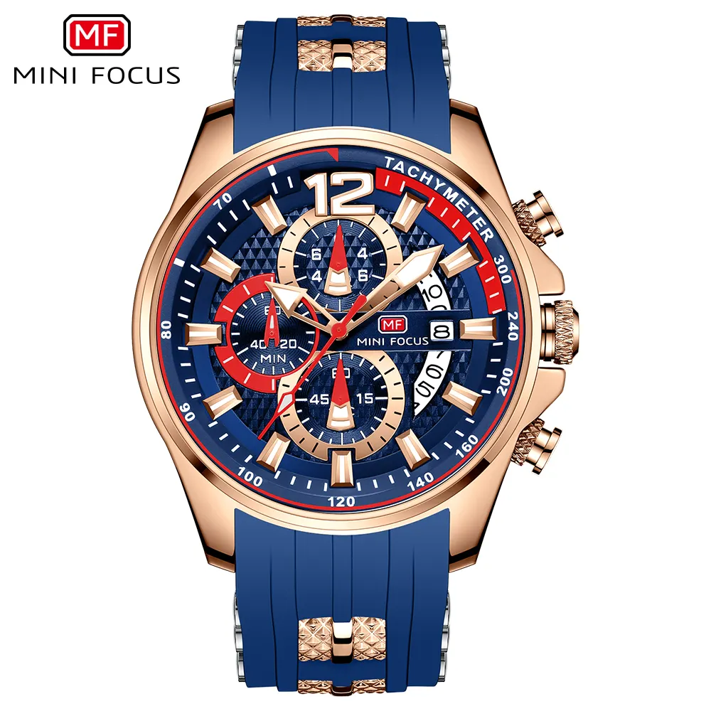 Curren-montre à Quartz de luxe pour hommes, MINIFOCUS, mode Business, étanche, multifonction, avec horloge, bracelet en Silicone, chronographe de Sport,