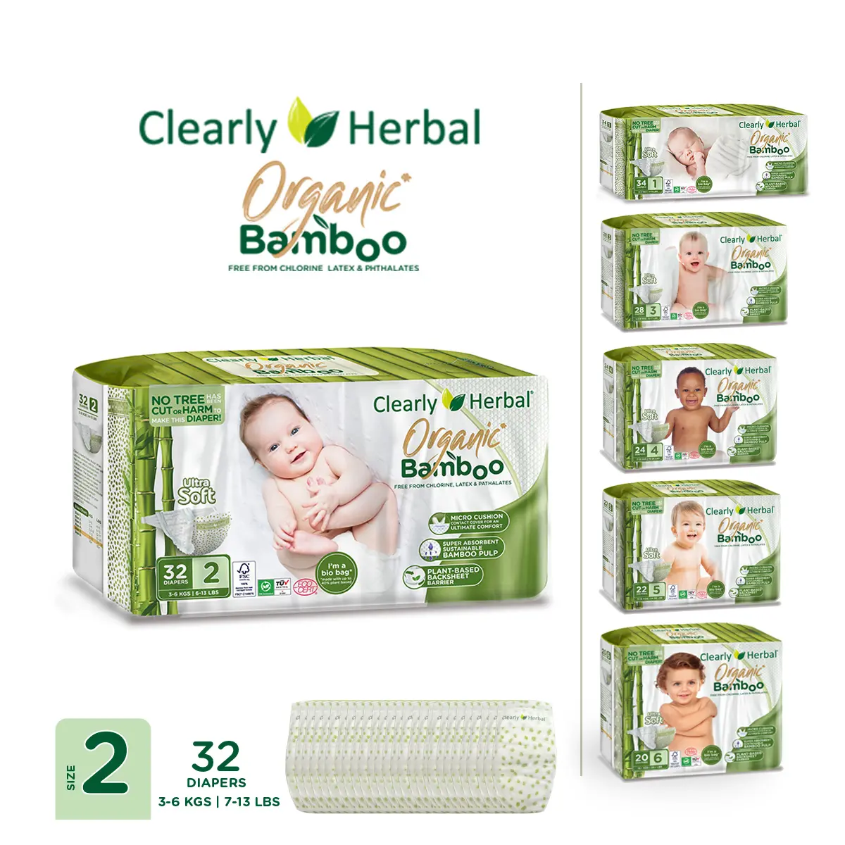Pañal de bambú de papel de seda orgánico, fabricante de pañales de bebé talla 2