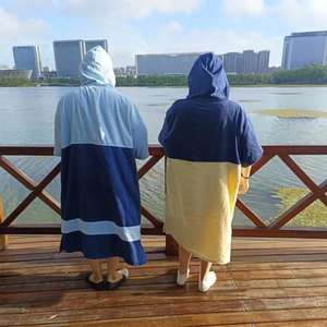 Купальный халат для взрослых, пляжный Халат с капюшоном для серфинга, хлопковые махровые полотенца-пончо для мужчин и женщин - Product Image 2