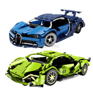 HW Игрушечная модель автомобиля, набор строительных блоков с дистанционным управлением, программируемая дорожка, Lambo Bugatti, спортивные детские 850, 2,4 г, ABS - Product Image 1
