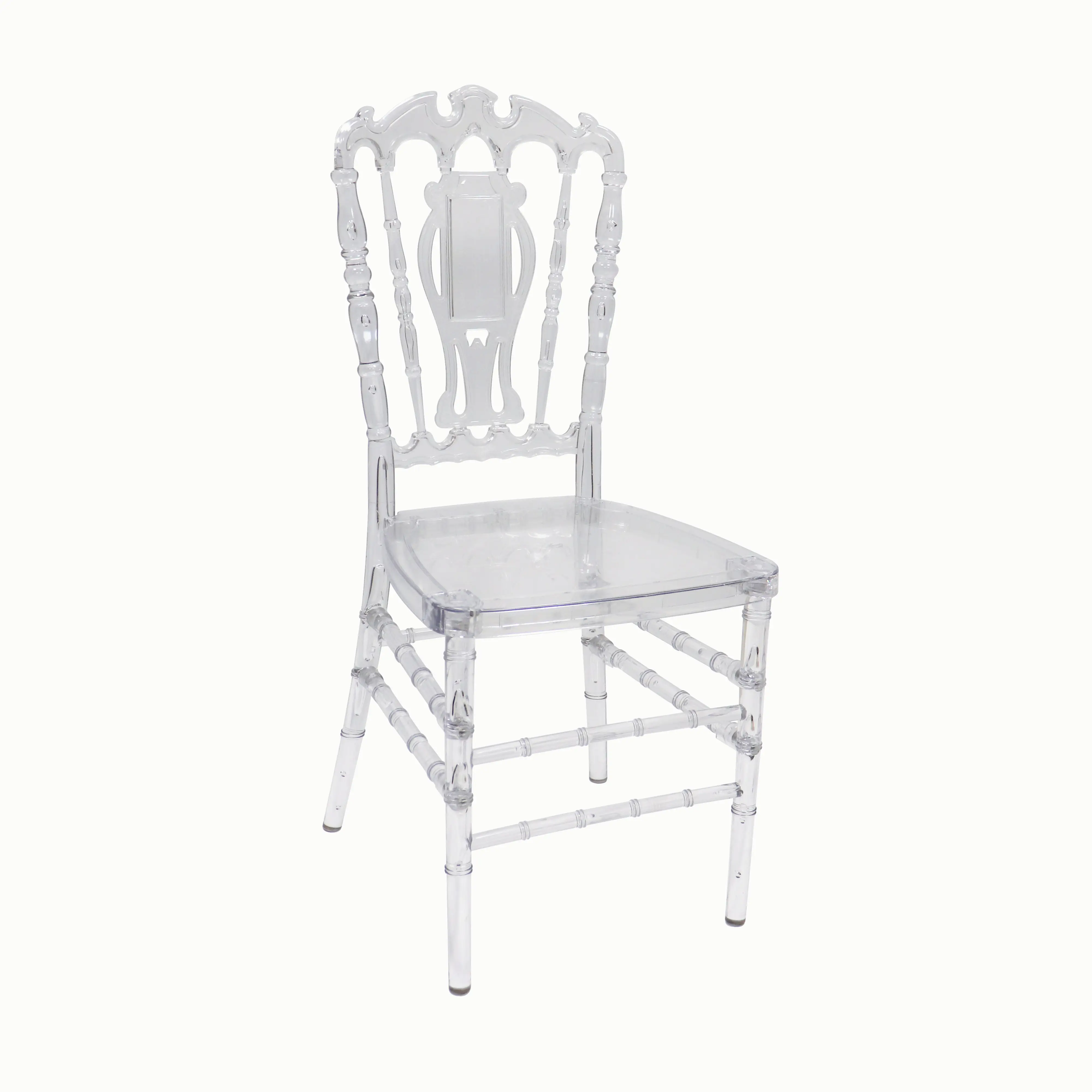 뜨거운 판매 아크릴 투명 대나무 의자 크리스탈 야외 웨딩 웨딩 의자 플라스틱 수지 의자 공장 직접 판매