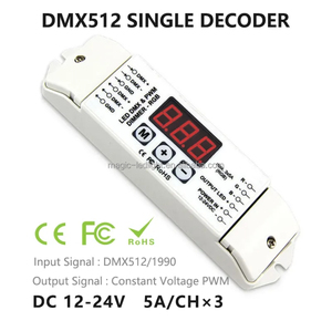 BC-833 DC12V-24V 5A RGB DMX Decoder tensione costante Led DMX Controller Dmx512 Decoder 3 canali Led striscia Dmx Decoder - Product Image 4