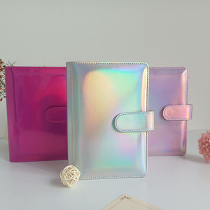 Fábrica Estoque Durável Portátil A5 A6 PU Capa De Couro Folha Solta Dinheiro Carteira Organizador Ring Binder A6 Holographic Budget Binder