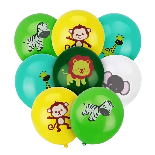 Ballon en latex imprimé pour anniversaire, thème Jungle, 1 pièce, ballons animaux de zoo, lion, singe, éléphant, zèbre, girafe