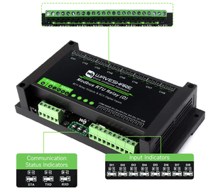 Módulo de relé Waveshare Industrial Modbus RTU de 8 canales (D) con entrada digital y RS485, Protocolo Modbus RTU, fuente de alimentación de 7 ~ 36V - Product Image 2