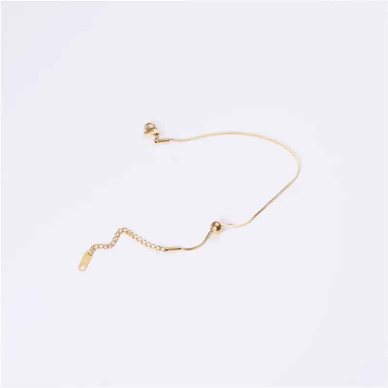 Stainless Steel Gold Color Tiny Thin Snake Chain Bracelet Anklet Gold Plated Ball Bead Charm Snake Chain Foot Bracelet