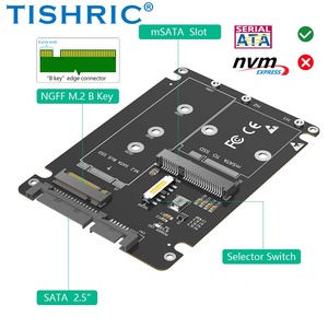 Tishric การ์ดอะแดปเตอร์ M.2 mSATA SSD TO SATA Converter M.2 B KEY TO SATA SSD 2.5นิ้ว3.0 SATA สนับสนุนแล็ปท็อปพีซี - Product Image 2