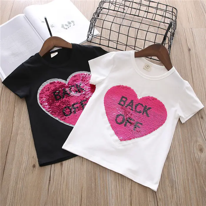 Vestuário Boutique Infantil Atacado Para Menina Bonita Em Torno Do Pescoço T-shirt Fabrica Em Guangzhou