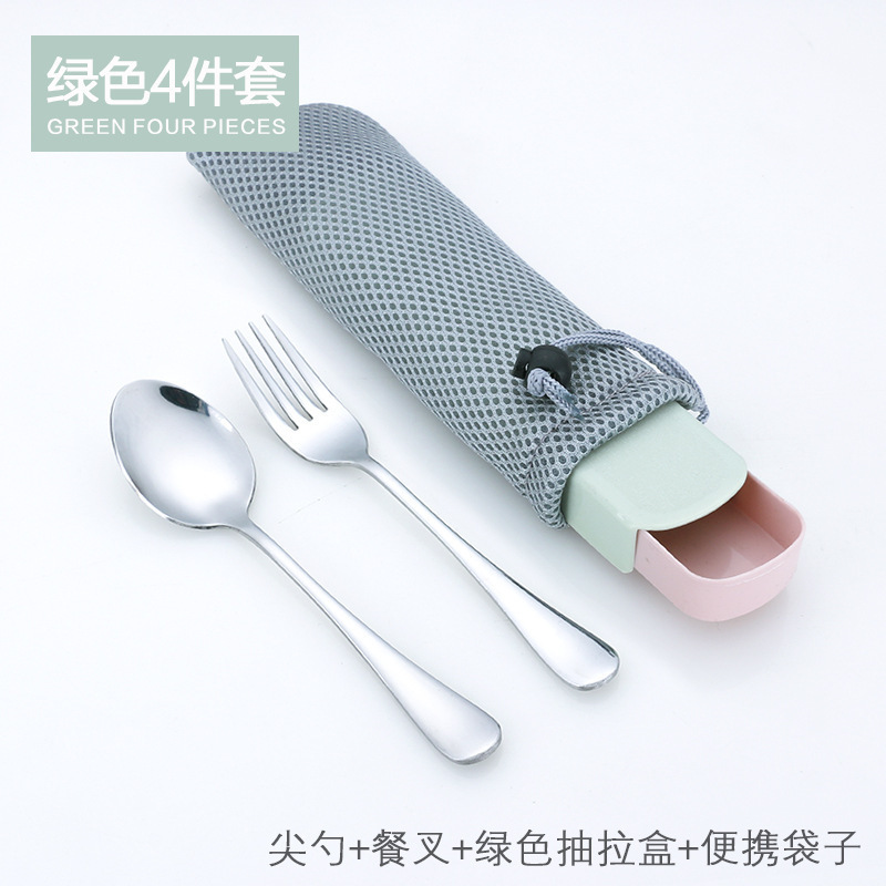 Cuillère Fourchette + Boîte à Tirer Verte + Sac