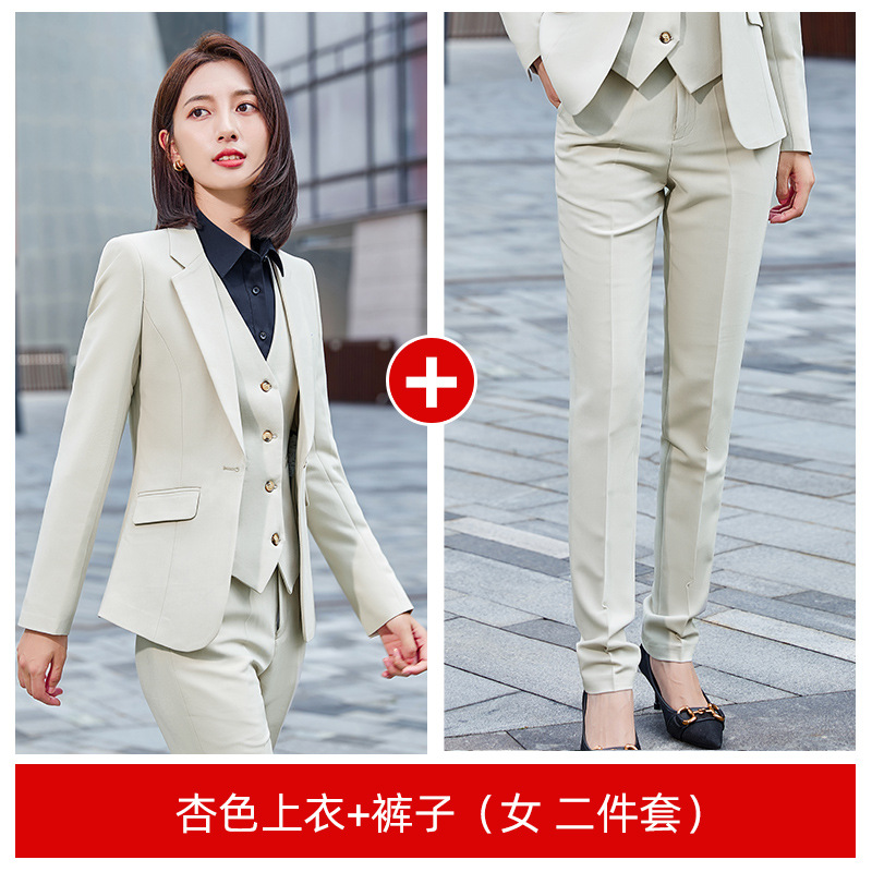 Blazer + pantalon abricot femme