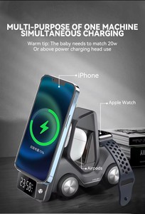 フォークリフト形状設計5In1ワイヤレス充電ステーション電話用デスクトップトラック車型ユニバーサル3In1LEDワイヤレス充電器 - Product Image 6