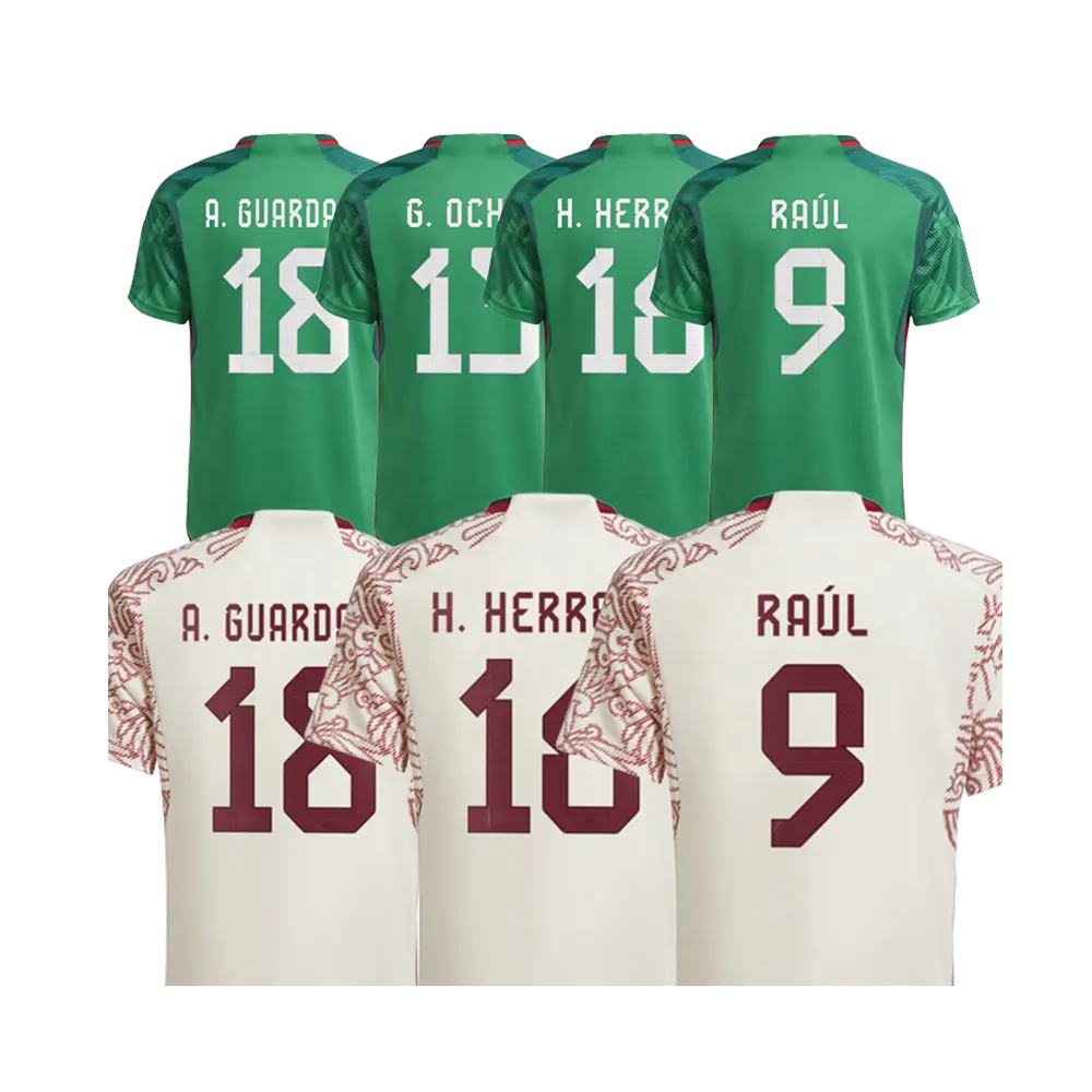 Camisa Verde de Futebol México 2022 2023 Homens Casa Mais Barato Camisetas Esportivas 22 H.Lozano 16 H.Herrera 9 Raul Uniforme de Futebol