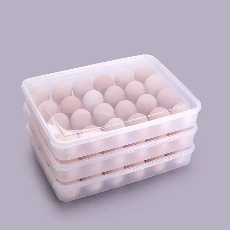 Venda quente Coberto Suportes De Ovo Refrigerador De Plástico Bandejas De Ovo Organizador Claro Para Geladeira 24