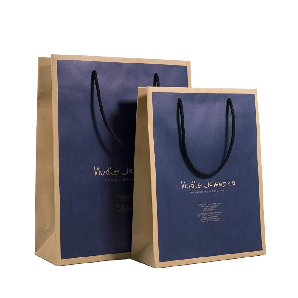 50 sacs en papier cadeaux imprimés personnalisés avec Logo, fournitures de courses de luxe de haute qualité