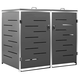 Papelera DE RECICLAJE con dos compartimentos, cubo de basura grande para exteriores, cubo de basura grande con cubierta oscilante para cubo de basura con ruedas