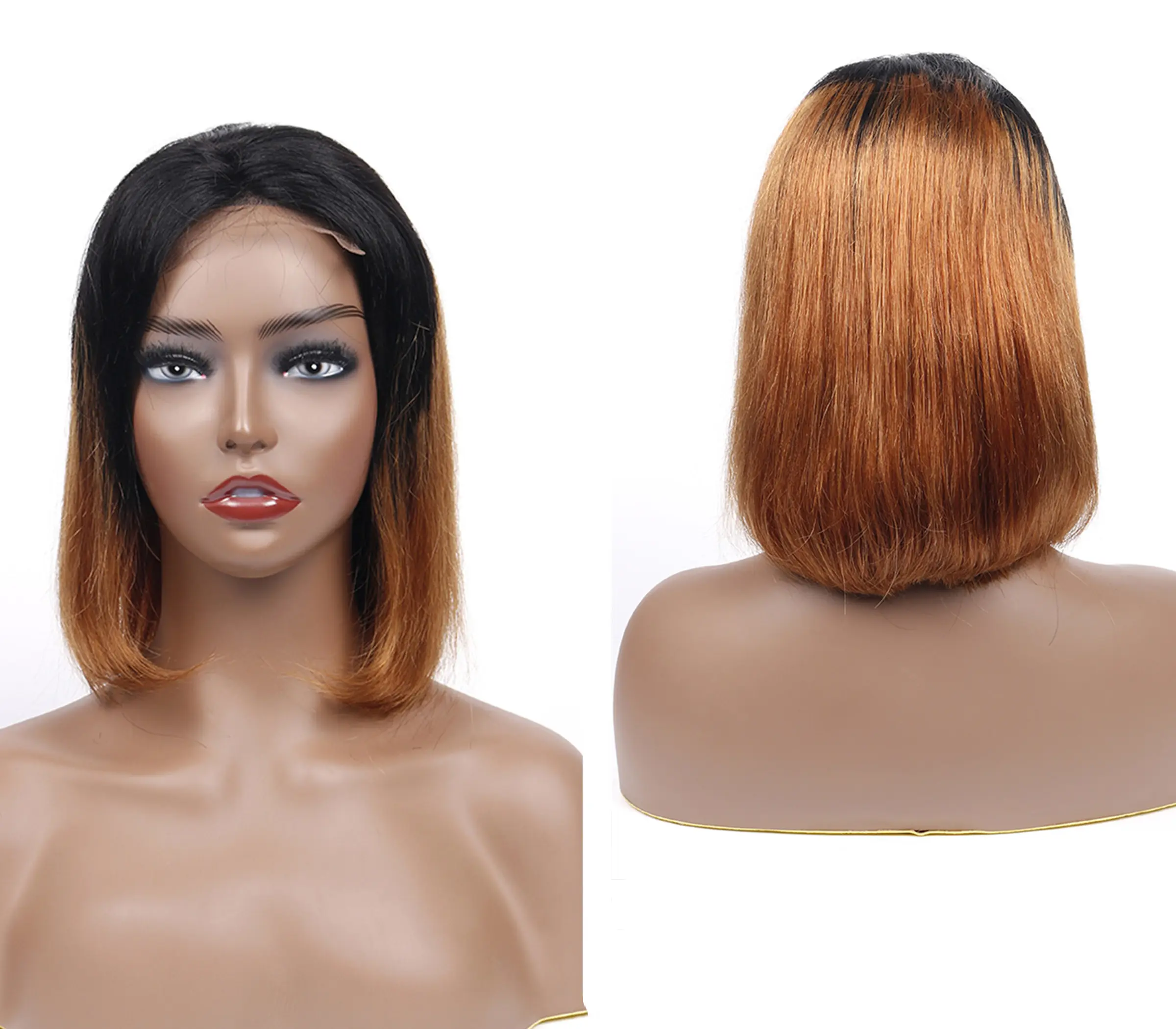 Peluca de cabello humano virgen para mujeres negras, pelo corto con encaje frontal, estilo Bob, HD, transparente, superventas