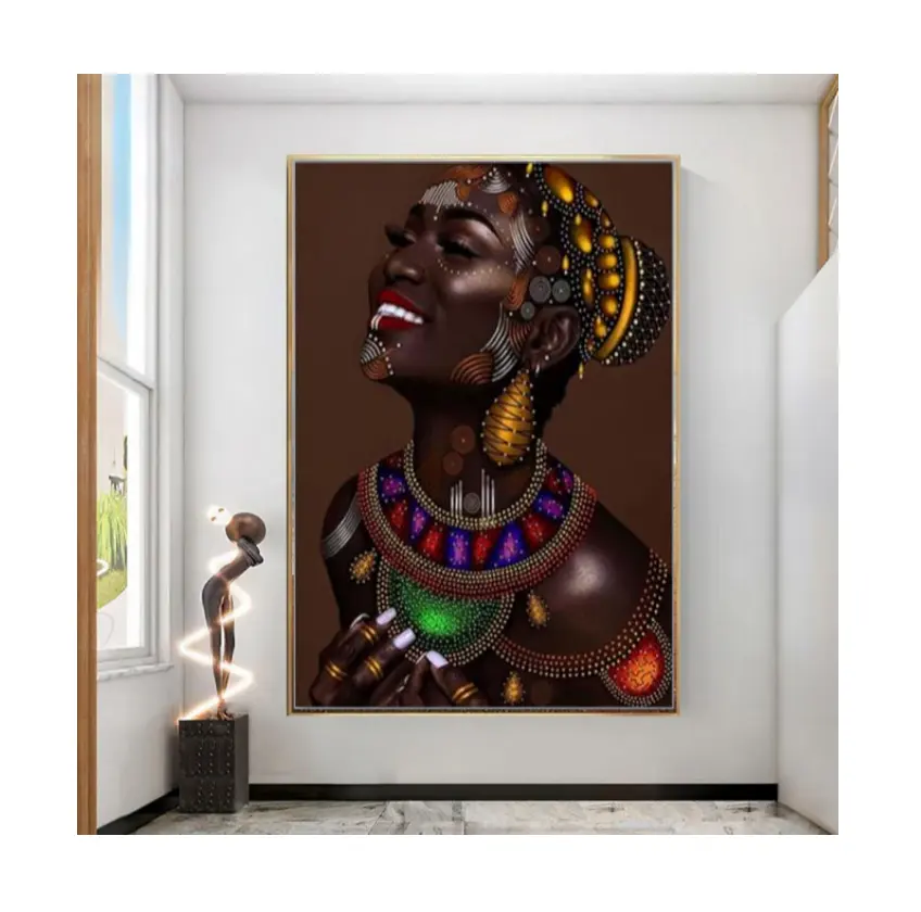 Cartazes e impressões deluxe Menina africana abstrato Home decor cartazes beleza preto tamanho grande moderno parede arte fotos