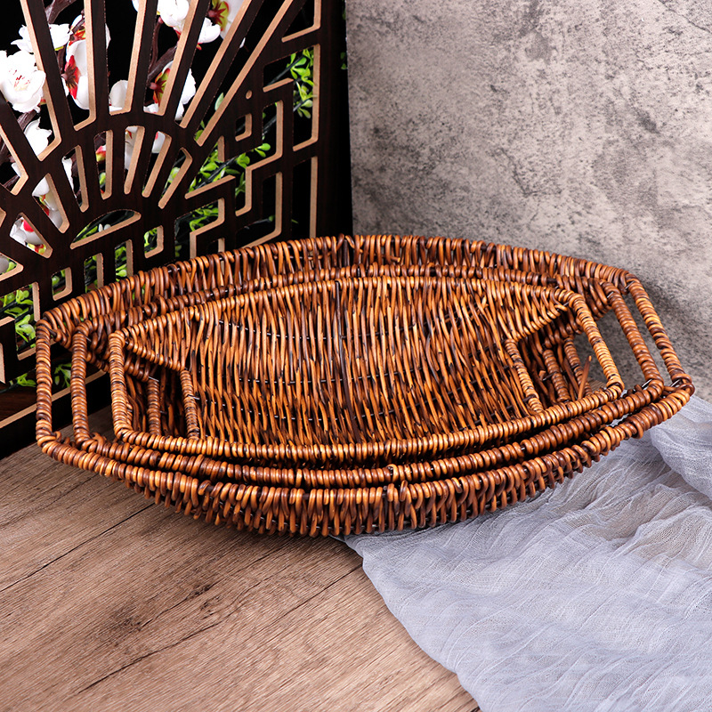 Plastic woven black rattan
