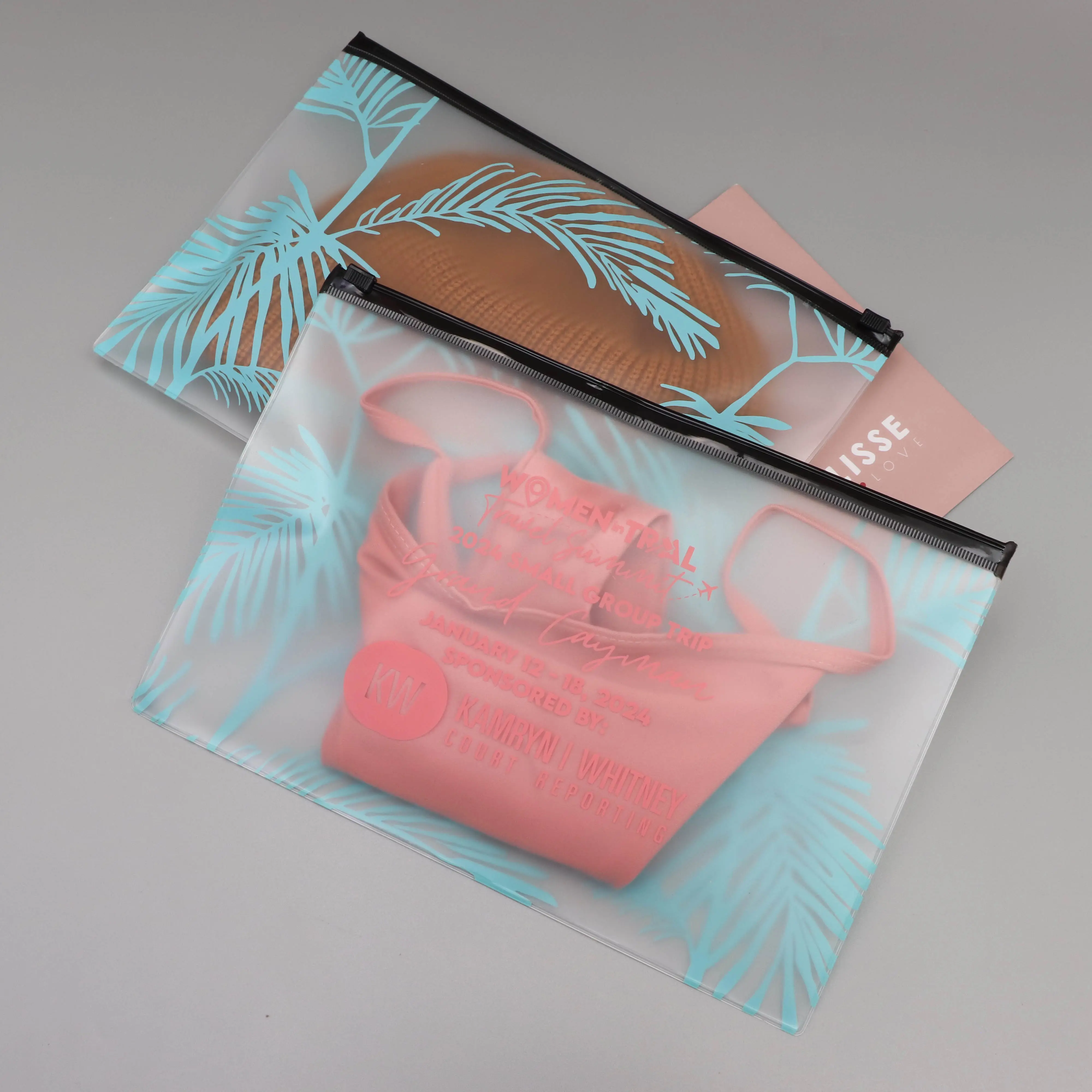 Bolsas de plástico transparente con cierre de cremallera al por mayor, ropa con cremallera esmerilada, embalaje de plástico para bikini, traje de baño