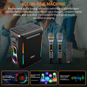 İki kablosuz mikrofonlu Karaoke makinesi, uzaktan kumandalı taşınabilir kablosuz hoparlör PA sistemi, RGB, TWS, USB güç bankası - Product Image 3