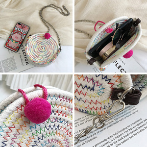 Patrón de diseño de bolso de mano de macramé hecho a mano de paja para chicas con concha bonita - Product Image 4
