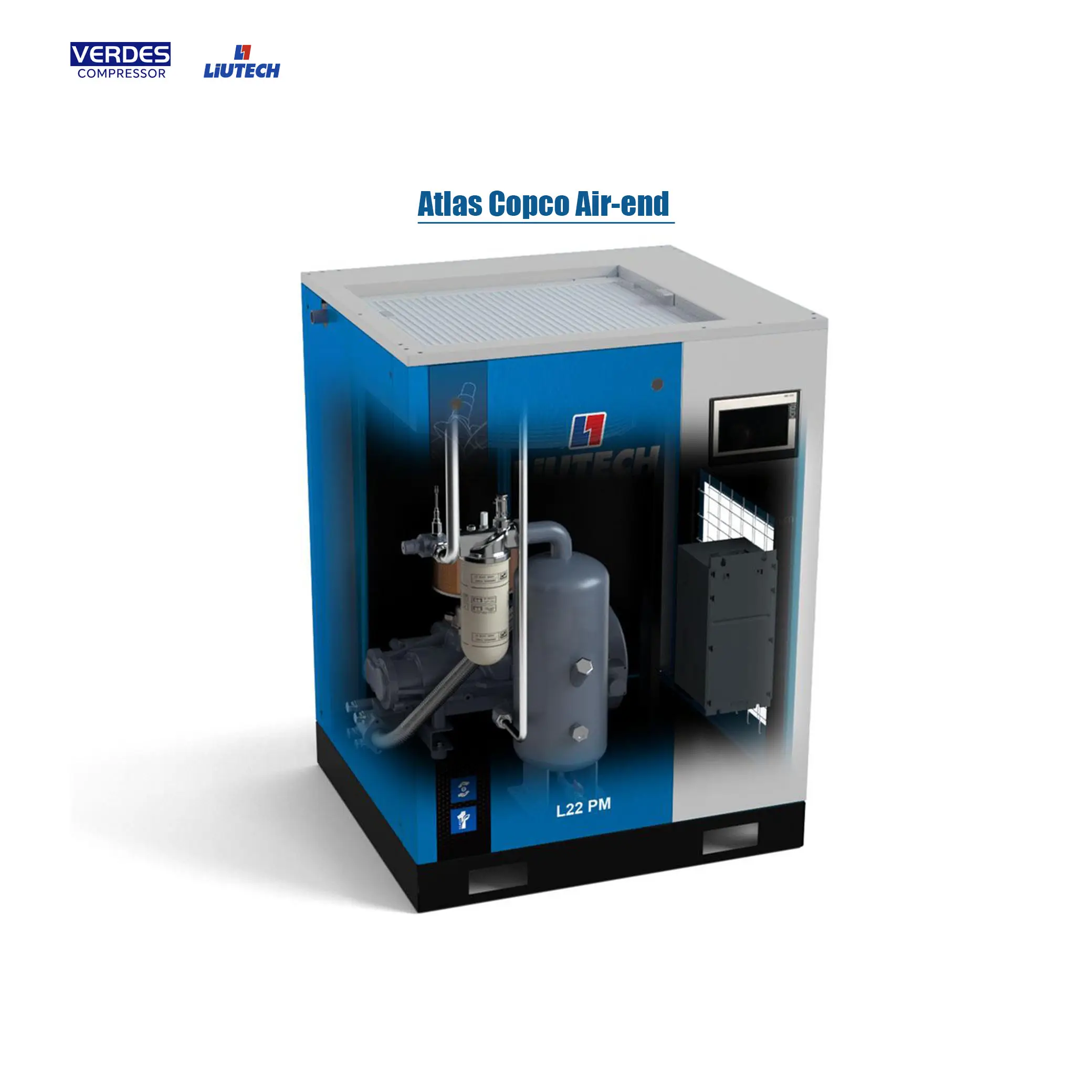 Compresor de aire de tornillo de transmisión por correa rotativa eléctrica industrial Atlas Copco groub liutech 4kw 5.5kw 7.5kw 11KW 15kw