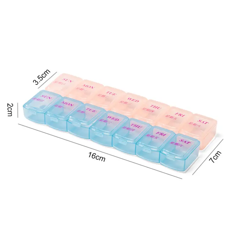 Kunden spezifisches Logo-Set von 2 Stück Mini Travel Medicine Case Pill Case Planner Wöchentliche Pillen box