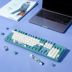 Teclado retroiluminado RGB personalizado con cable USB de escritorio 104 teclas de moda azul diseño chino teclado óptico para juegos para ordenador PC - Product Image 3