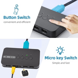 SY KVM HDMI开关4K USB HDMI KVM切换器4进1出，带3个USB端口，用于鼠标键盘u盘打印机Win7/8/10 - Product Image 3