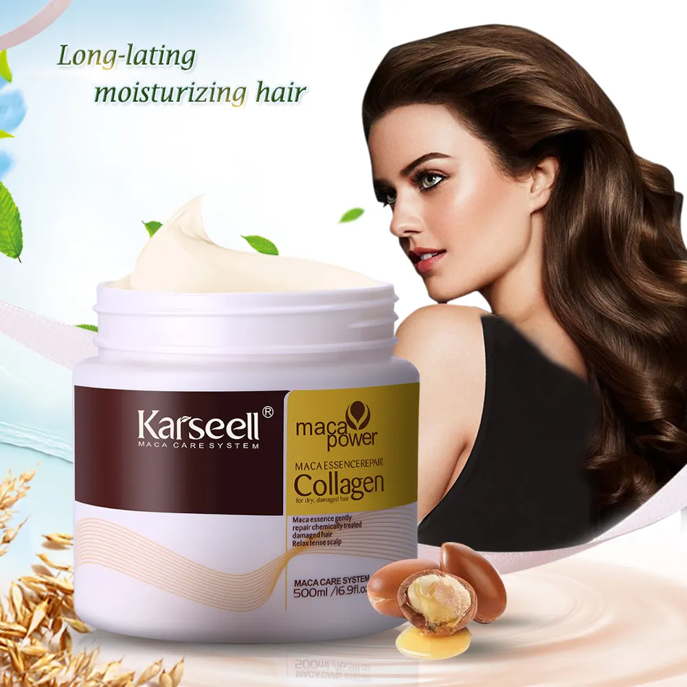 Trattamenti per la ricrescita dei capelli Karseell Argan olio collagene crema per il trattamento dei capelli 500ML