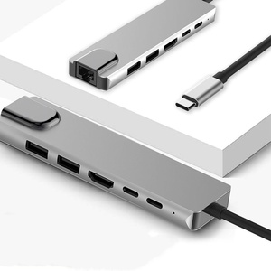 Typ C 8-in-1-Dockingstation Netzwerk anschluss Hub USB Hub Extender HD-Computer-Docking station - Product Image 1