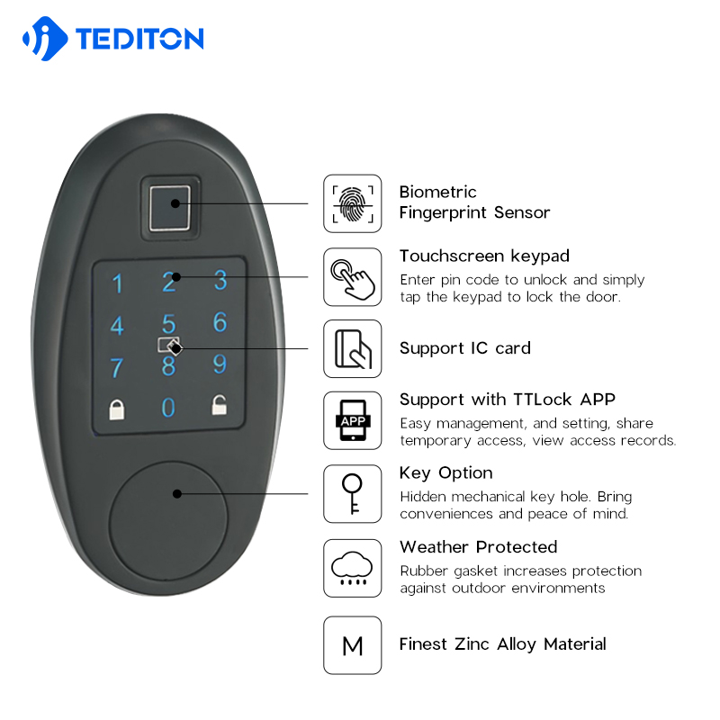 Security Electronic Password door locks with ttlock WiFI Biometric fingerprint smart digital lock door