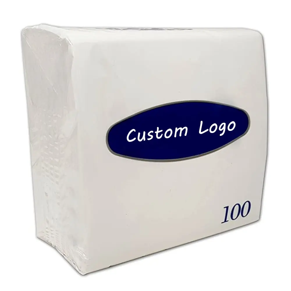 Ustom-servilletas de papel tisú Premium 33x33 Para restaurante, servilletas suaves de 2 capas, color blanco 100