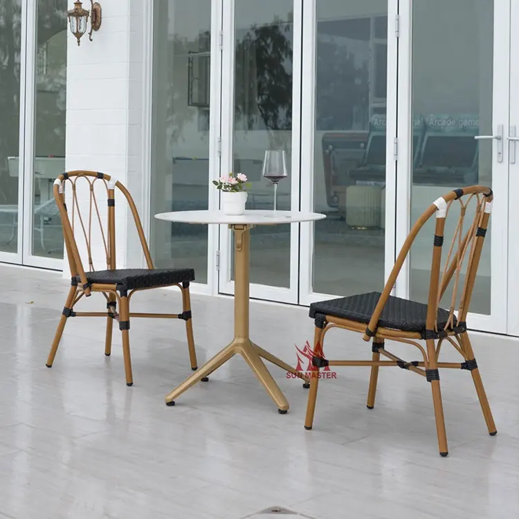 Cadeira e mesa de alumínio, conjunto de cadeira em formato de pe, rattan, tecido de alumínio, para pátio, jardim, restaurante, sala de jantar