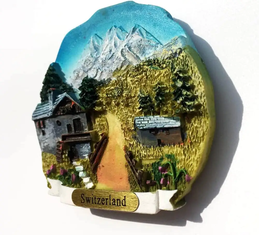 Aimant de réfrigérateur Suisse Suisse Alpine personnalisé cadeau d'anniversaire souvenir 3D décoration de cuisine aimant de réfrigérateur personnalisé