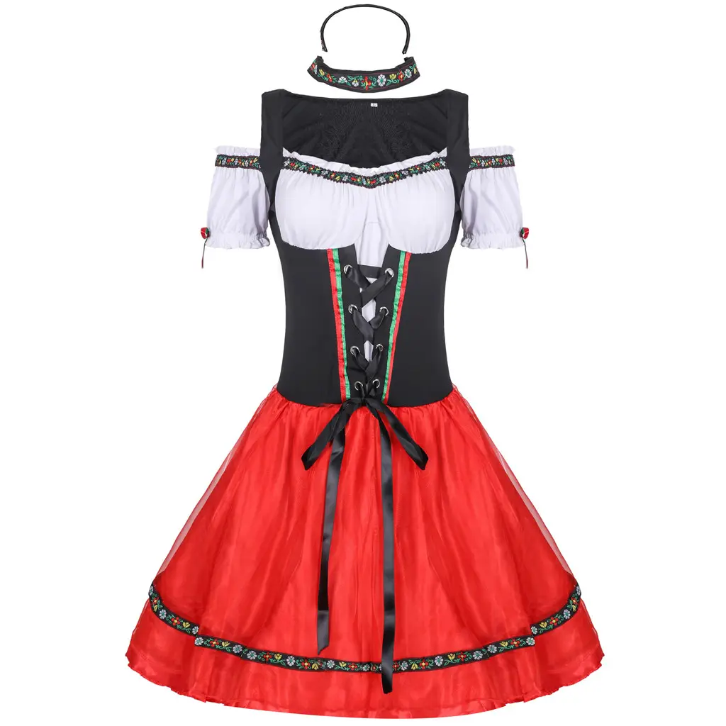 Fantasia alemã de cerveja, vestido fantasia de dia das bruxas para cosplay e fantasia de carnaval dirndl