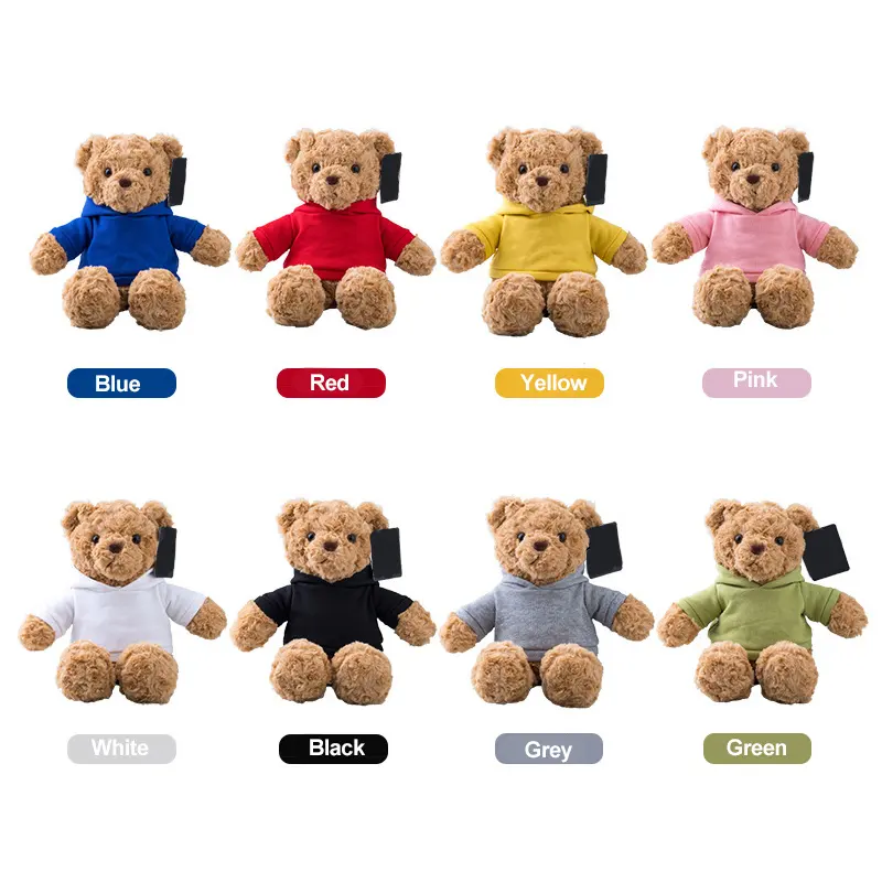 Bajo Moq personalizado texto logotipo imagen diseño promocional peluche personalizado juguetes de peluche oso de peluche con camiseta