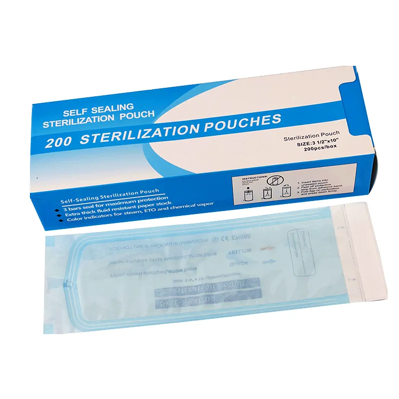 Bolsa de esterilización autosellante azul claro para herramientas de uñas 10x3.5in