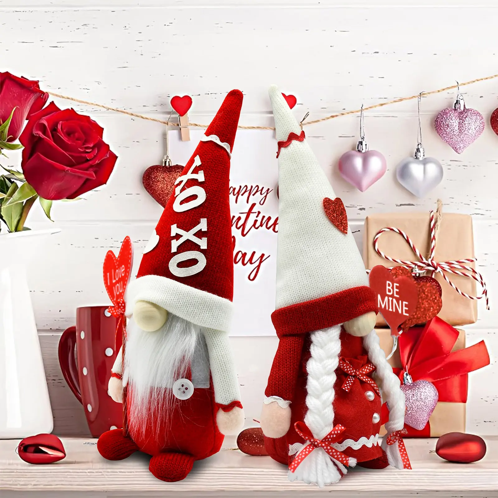 Fábrica Rojo Hecho a mano Día de San Valentín Gnomos de Navidad Hogar Decoración de Navidad Gnomos Muñecas
