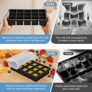 BPA-Miễn phí 15-khoang Silicone <span class=keywords><strong>Ice</strong></span> Cube khay tràn-proof máy rửa chén an toàn với cá nhân khoang thân thiện với môi DIY tính năng - Product Image 3